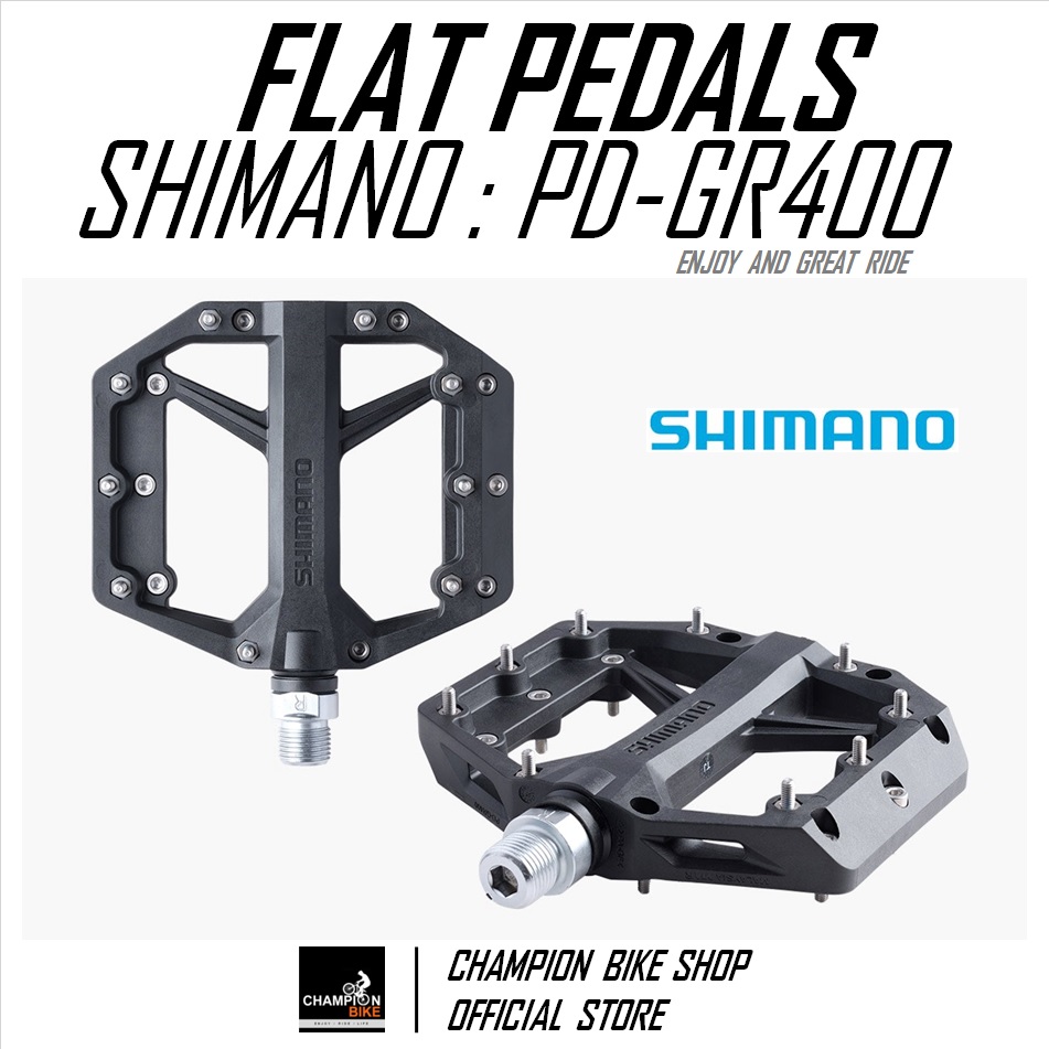 บันไดเสือภูเขา บันไดทัวร์ริ่ง บันไดซิตี้ไบค์ SHIMANO : PD-GR400 AM TL MTB FLAT PEDALS สีดำ
