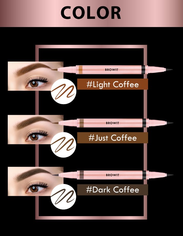 Browit ฺBy Nongchat Duo Brow And Eyeliner 0.35ml+0.2ml #01 LIGHT COFFEE บราวอิท น้องฉัตร ดูโอ้บราวแอนด์อายไลน์เนอร์ 0.35ML+0.2ML ดินสอเขียนคิ้วและอายไลน์เนอร์ในแท่งเดียว สี 01 LIGHT COFFEE