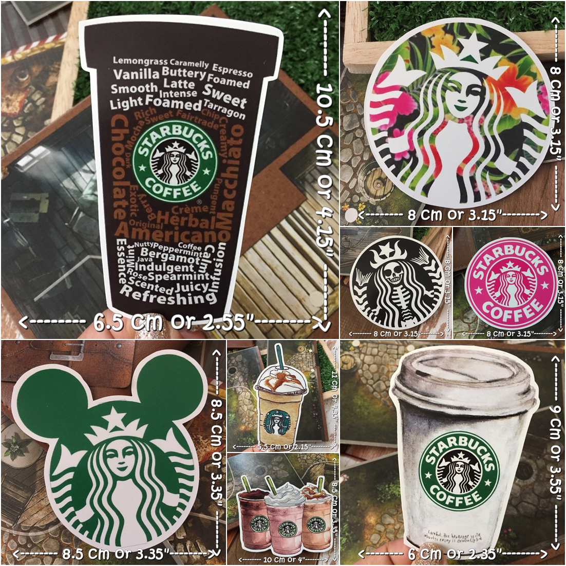 กาแฟ สติกเกอร์ เคลือบกันน้ำ ลายแนวๆ ไดคัท ติดกระเป๋าเดินทาง โน้ตบุ๊ค เคสโทรศัพท์ กระบอกน้ำ Waterproof Decal Sticker