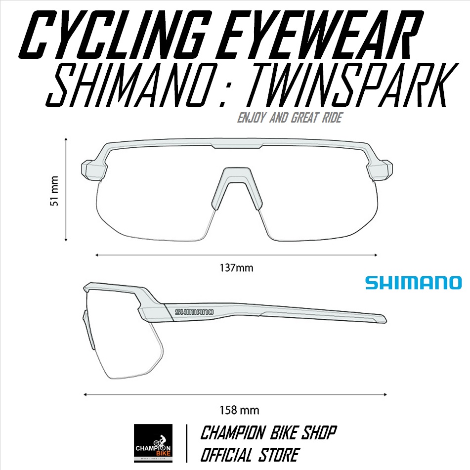 แว่นปั่นจักรยาน SHIMANO : TWINSPARK CE-TSPK2-HC CYCLING EYEWEAR สีขาว