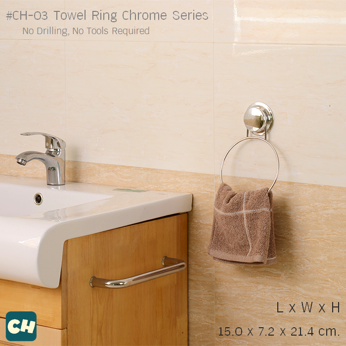 CH-03 ห่วงแขวนผ้า รุ่น Chrome Series ไม่ต้องเจาะผนัง