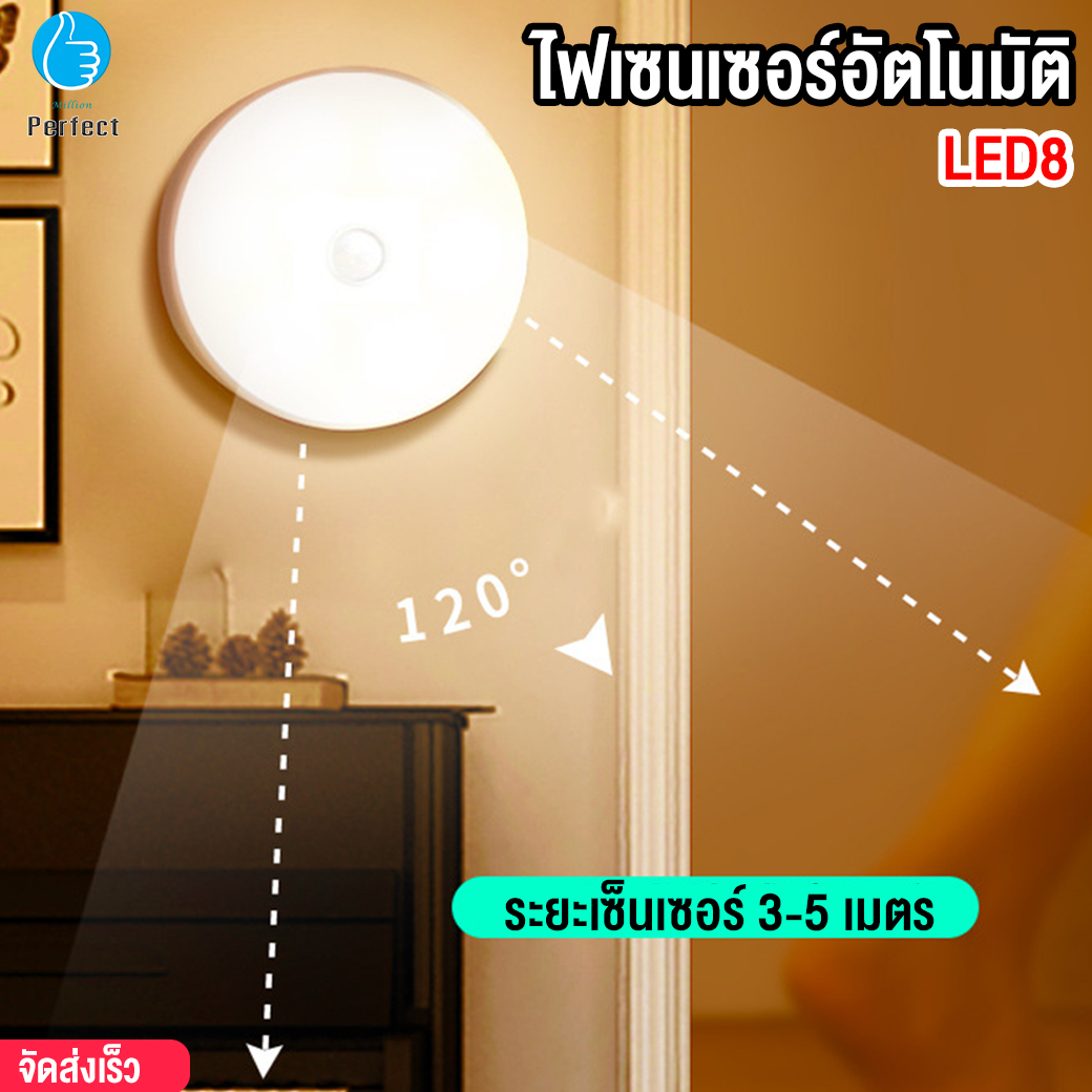 ไฟเซ็นเซอร์ ไฟเซนเซอร์อัตโนมัติ ไฟหัวเตียง ไฟอัตโนมัติ ไฟห้องนอน โคมไฟหัวเตียง ไฟled ชาร์จผ่านusb รุ่น LED8