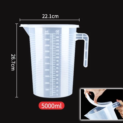 ถ้วยตวงพลาสติกใส Size ใหญ่ ขนาด 5000ml. พร้อมฝา