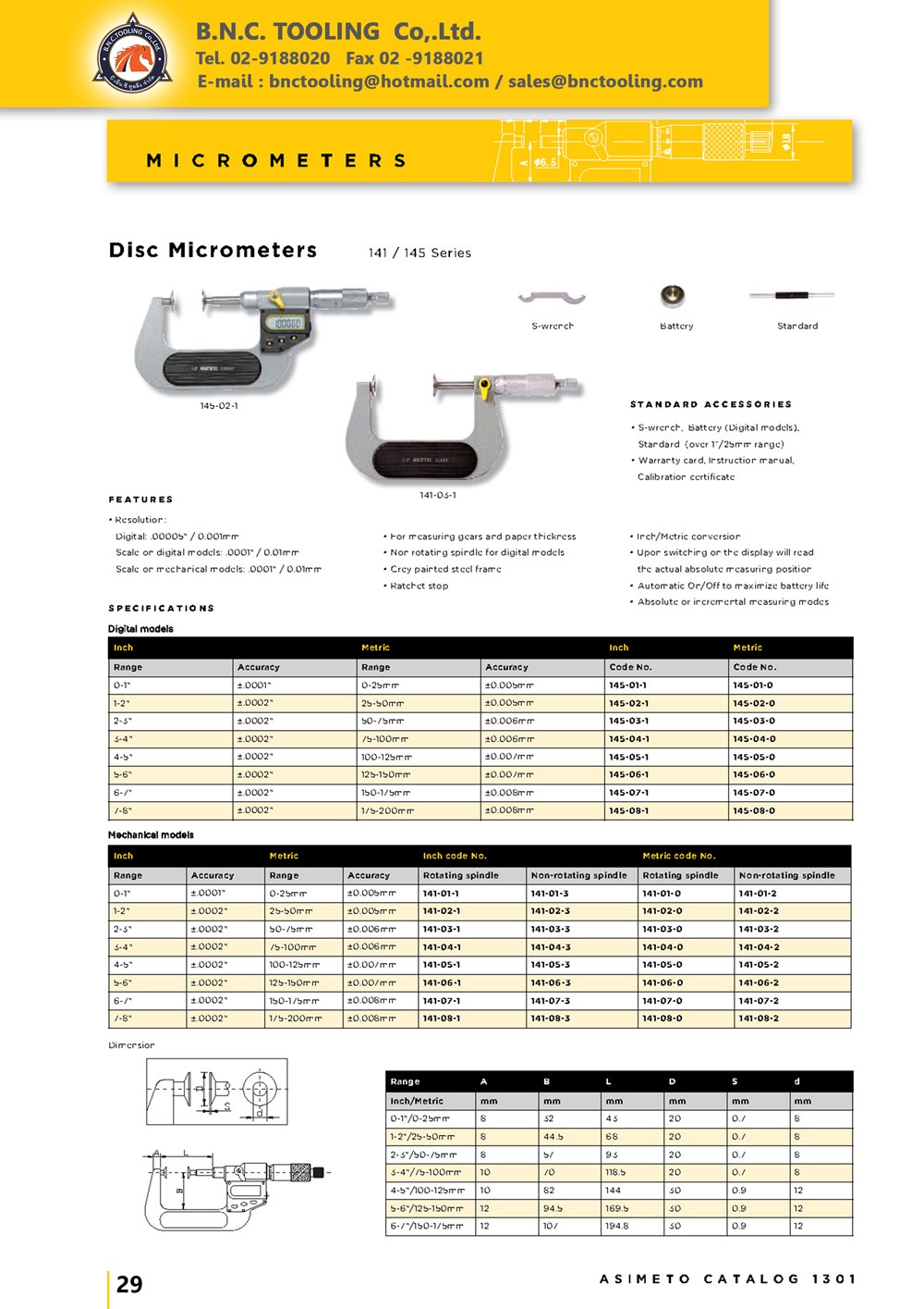 ASIMETO,P29,Disc Micrometers,145-01-0
