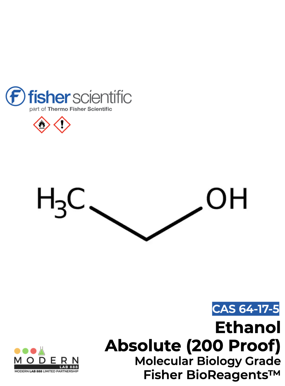Ethanol, Absolute (200 Proof), Molecular Biology Grade, Fisher BioReagents™