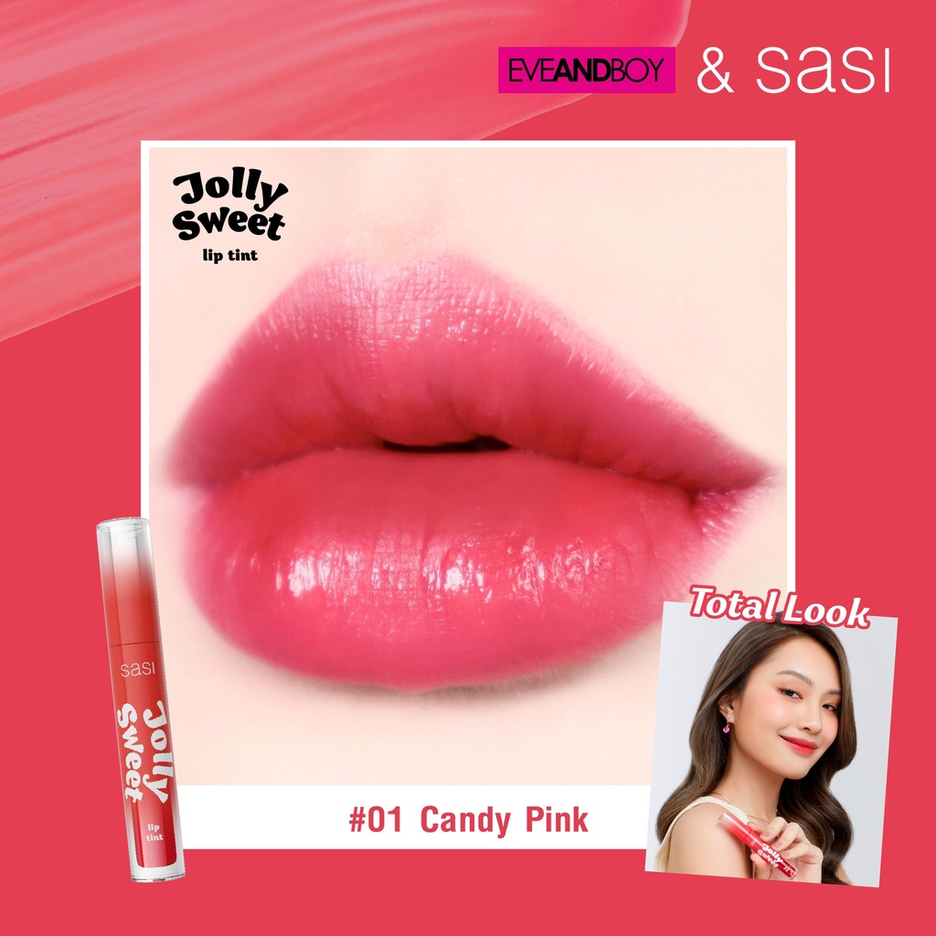 Sasi Jolly Sweet Lip Tint #01 Candy Pink ศศิ ลิปทินท์เนื้อเจลลี่ จอลลี่ สวีท ลิป ทินท์ ลิปศศิ ไม่ติดแมส สี 01 Candy Pink