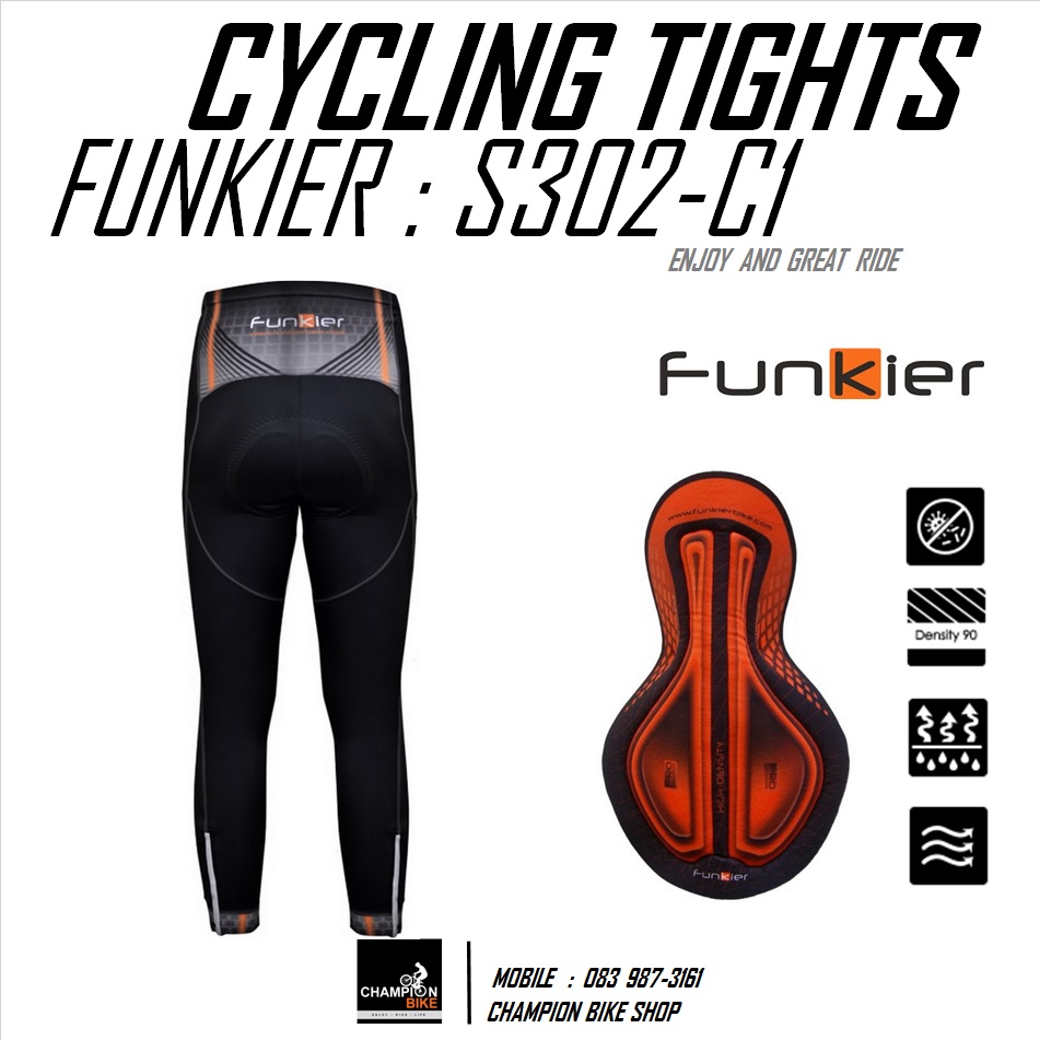 กางเกงปั่นจักรยาน ขายาว FUNKIER : S302-C1 GENTS PRO SUMMER TIGHTS เป้าโปร