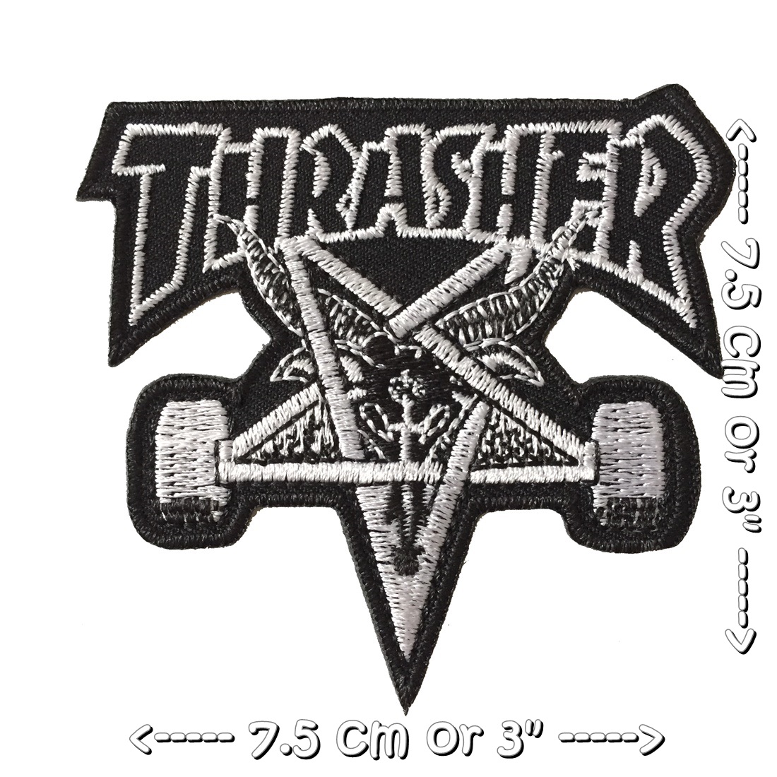 Thrasher วงดนตรี ร็อค เฮฟวี่เมทัล พังค์ ตัวรีดแบบปัก อาร์มปัก ตัวรีดติดเสื้อ ตัวรีด ติดกระเป๋า ติดหมวก ติดแจ๊คเก็ต Rock Iron on Embroidered Patch