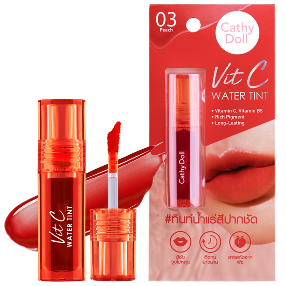 Cathy Doll Vit C Water Tint 2.7G #03 PEACH ลิปทินท์น้ำแร่ เคที่ดอลล์ วิทซีวอเตอร์ทินท์ 2.7G สี 03 PEACH