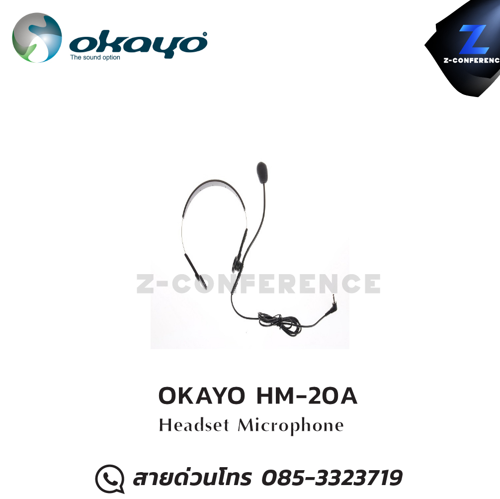 OKAYO HM-20A ไมค์ชุดทัวร์ไกด์แบบคาดหัว Headset Microphon ชุดทัวร์ไกด์ , tour guide , wireless guide , ชุดบรรยายไร้สาย
