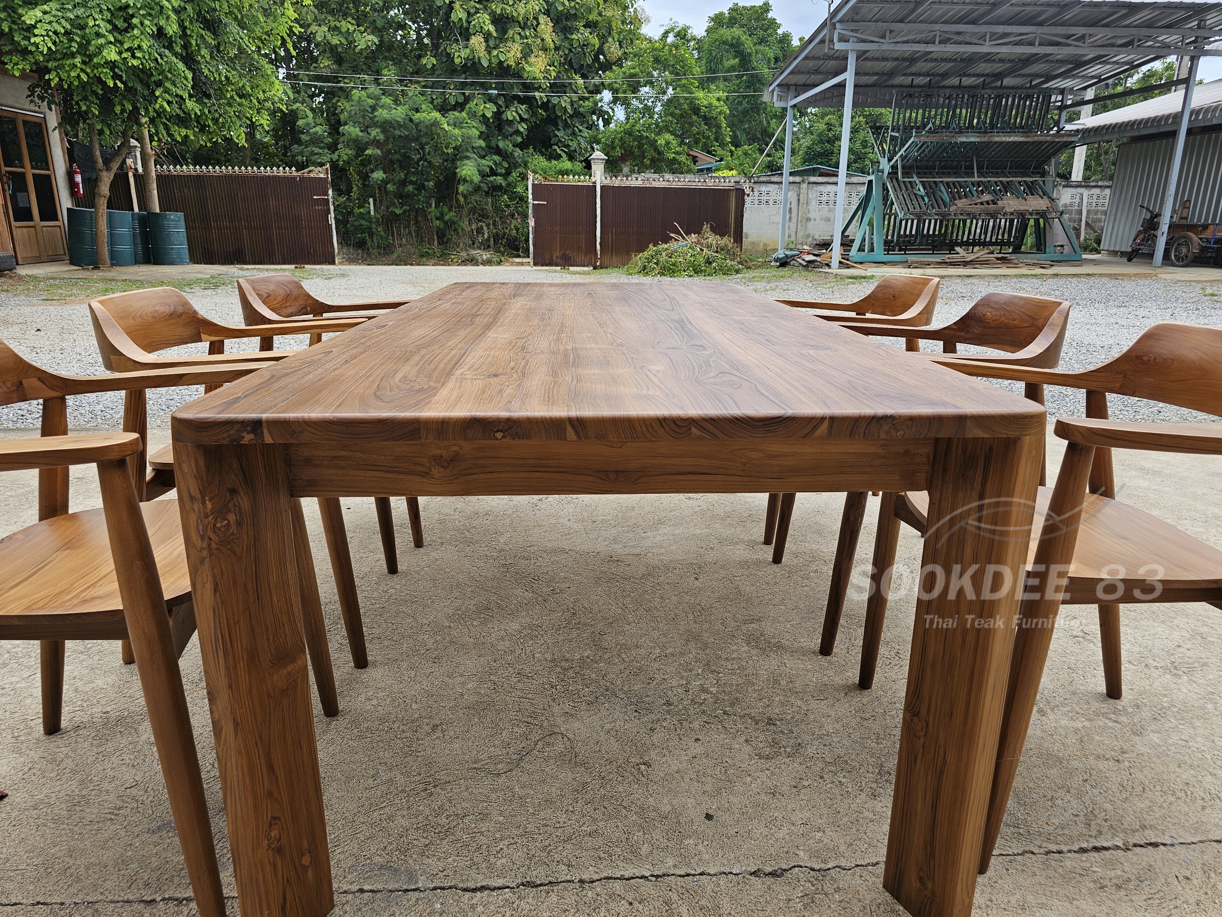 ชุดกินข้าวโต๊ะขาระพี 2 ม. เก้าอี้ฮิโรชิมา 6 ตัว