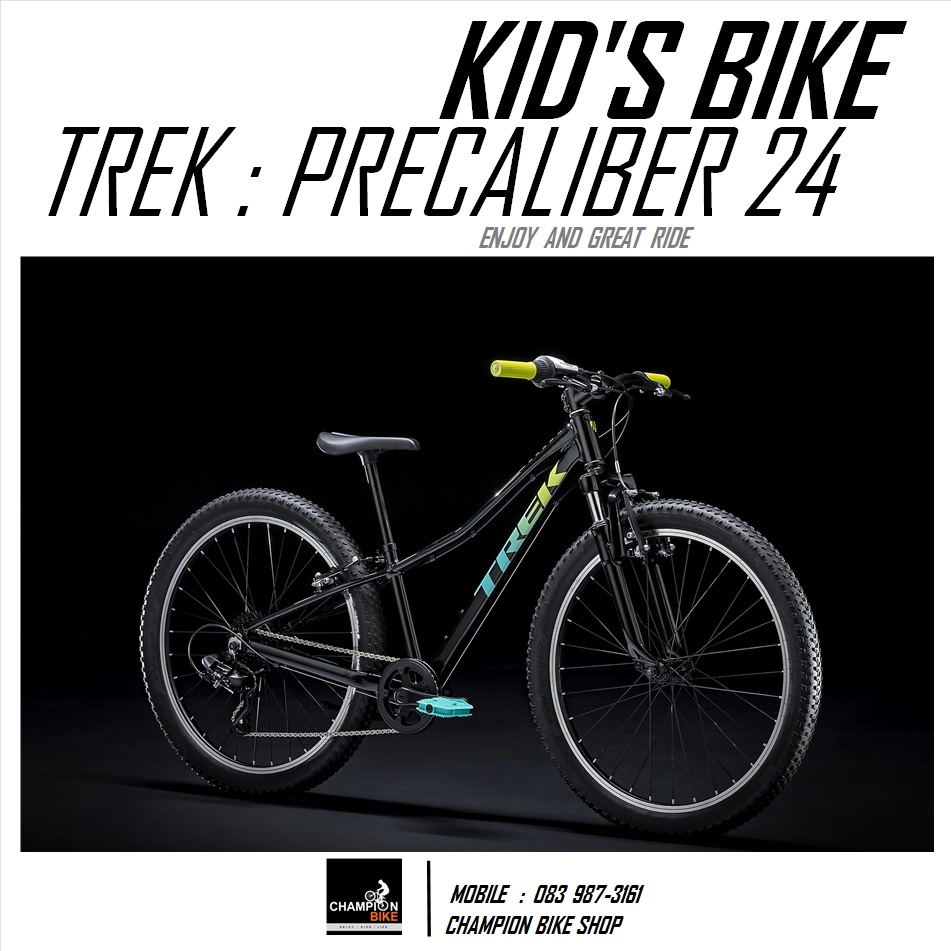 จักรยานเด็กวงล้อ 24 นิ้ว TREK : PRECALIBER 24 KID'S BIKE สีดำ-เขียวนีออนเฟดเขียวมินต์