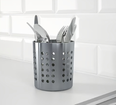 ที่ใส่ช้อนส้อม ที่ใส่อุปกรณ์ทำครัว สเเตนเลส อวร์ดนิ่ง ORDNING IKEA สูง 13.5 ซม. กว้าง 12 ซม.