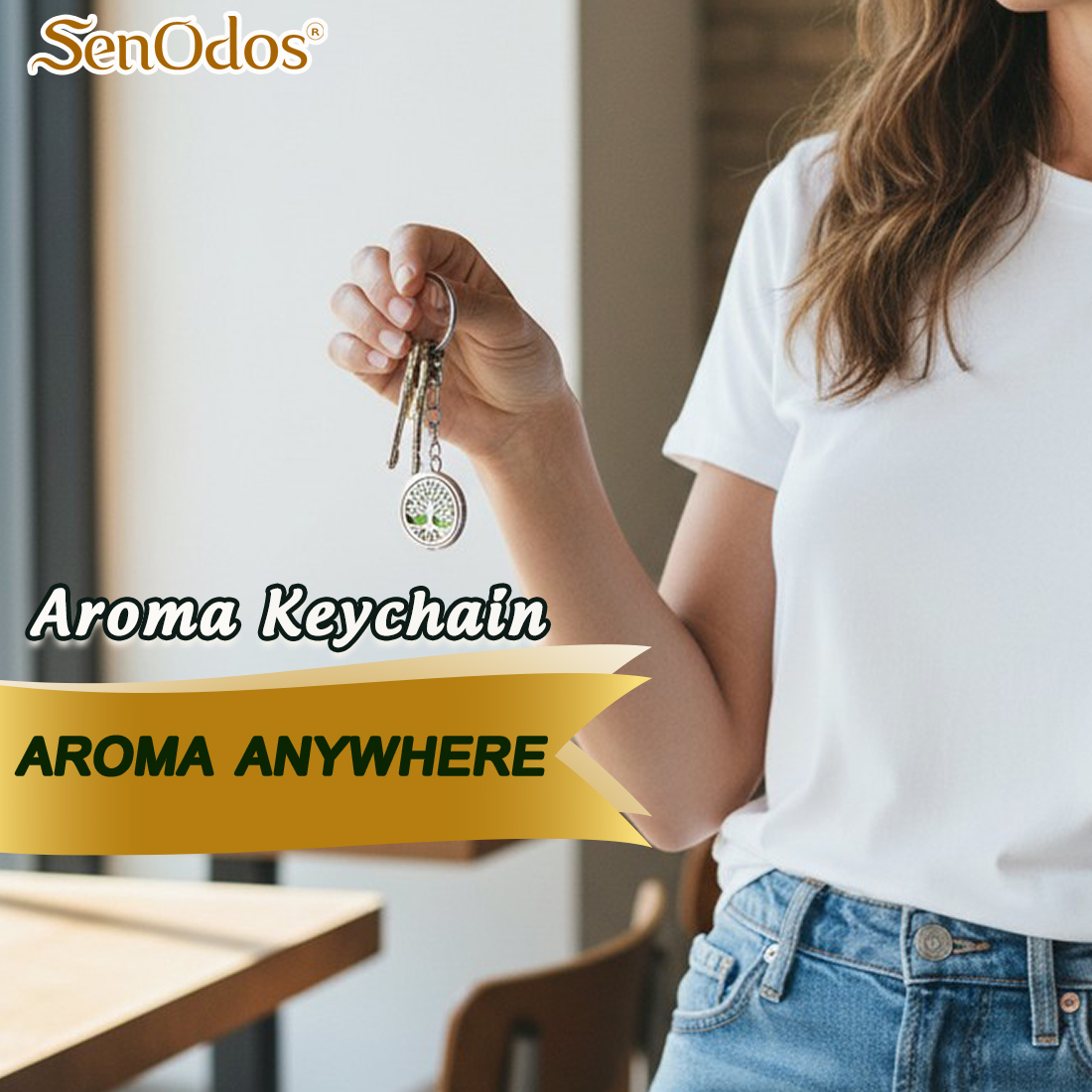 SenOdos น้ำมันหอมระเหยแท้ กลิ่นไพน(สน) Pine Essential Oil 10ml + น้ำหอมพกพา น้ำหอมในรถ พวงกุญแจน้ำหอม (Aroma Keychain / Car Perfume Keyring) ที่ห้อยกระเป๋า ที่ห้อยพวงกุญแจ