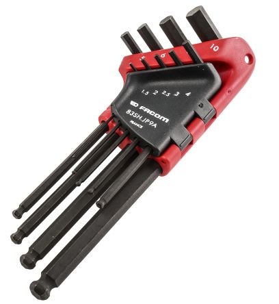 Facom Hex Key Set 9 Pieces L Shape Long Arm - ชุดประแจหกเหลี่ยมตัวแอล ก้านยาว 9 ชิ้น คุณภาพระดับมืออาชีพ