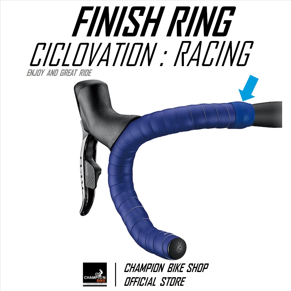 ซิลิโคนรัดปลายผ้าพันแฮนด์เสือหมอบ สีน้ำเงิน CICLOVATION : RACING - SILICONE FINISH RING FOR HANDLEBAR TAPE