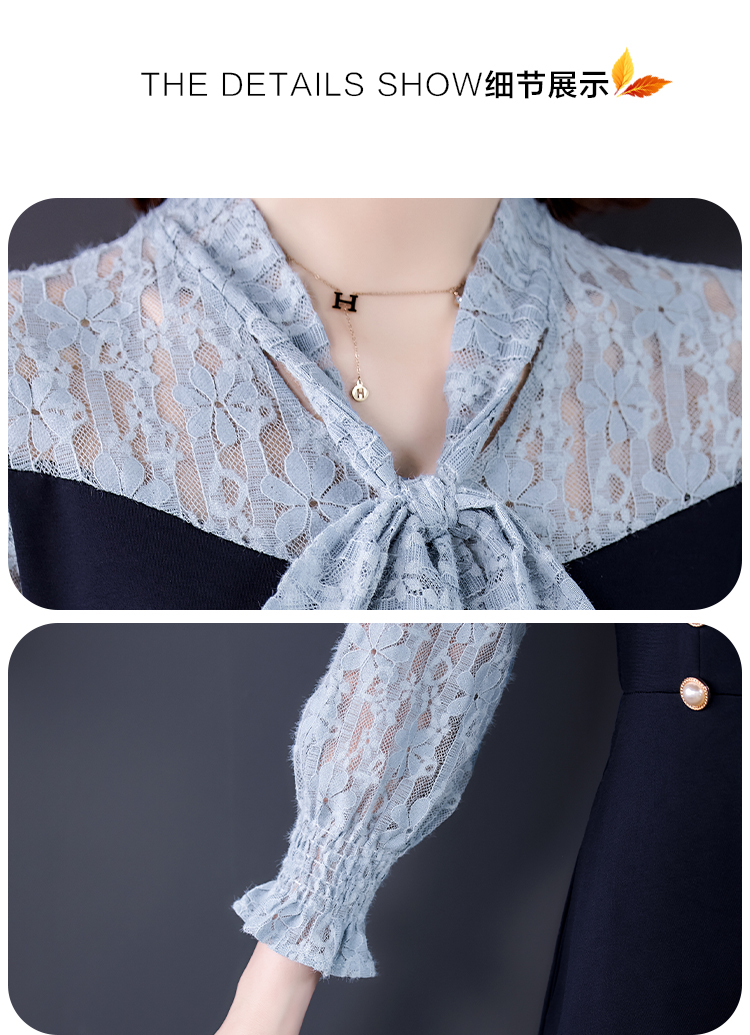 ชุดเดรสสีน้ำเงินแขนยาว ผ้าคอตตอนผสม spandex เนื้อดี ทิ้งตัวสวย ส่งฟรี