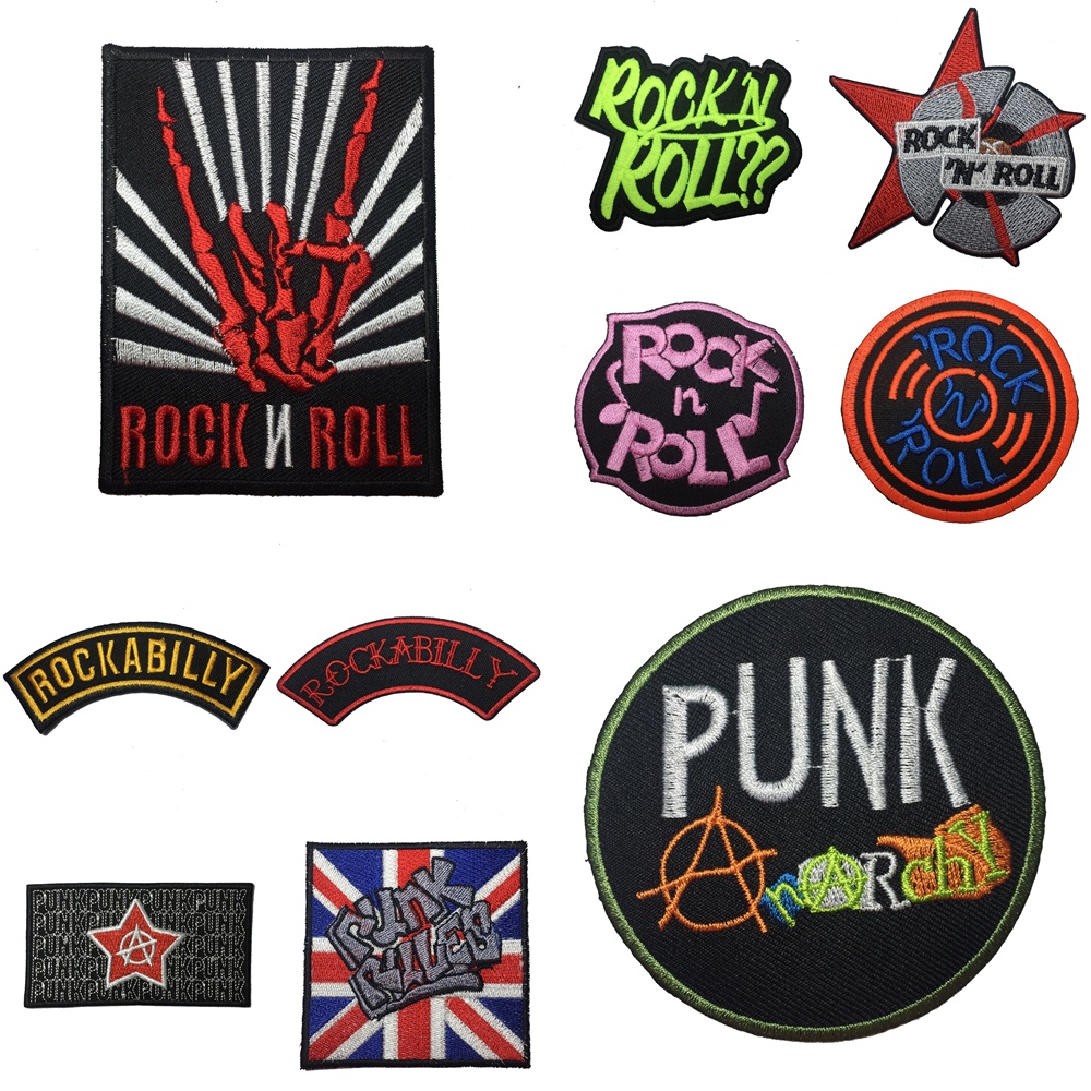 ร็อค พังค์ ตัวรีดติดเสื้อ อาร์มรีด อาร์มปัก ตกแต่งเสื้อผ้า หมวก กระเป๋า แจ๊คเก็ตยีนส์ Hipster Embroidered Iron on Patch