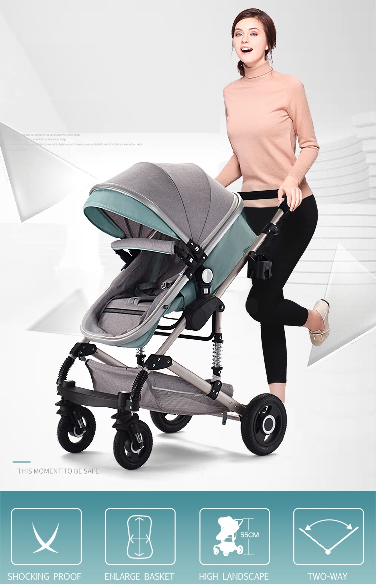 รถเข็นเด็ก Bechild High Stand Luxury Premium 3 in 1 (พร้อมตะกร้าคาร์ซีท) CS10135