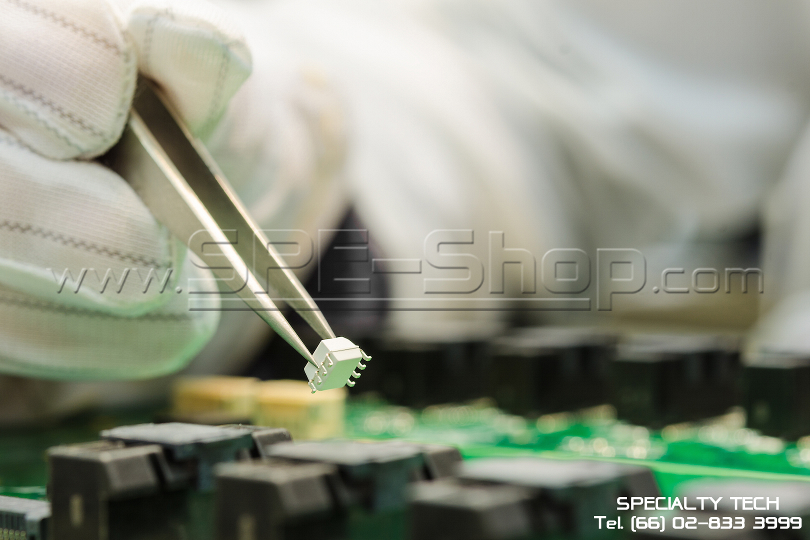 ถุงมือป้องกันไฟฟ้าสถิตเส้นสีอ่อน Glove Conductive 10MM (Stripe)