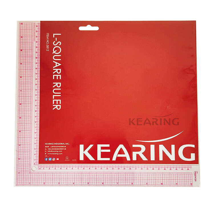 Kearing ไม้บรรทัดสี่เหลี่ยม12 ''และไม้บรรทัดพลาสติก26ซม. รูปตัว L (5812)