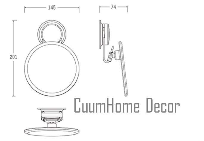 BR-07 กระจกติดผนัง เคลื่อนย้ายได้ ไม่ต้องเจาะผนัง