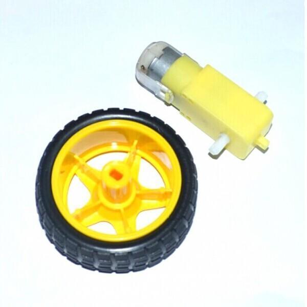 3-6V Yellow DC Gear Motor and Wheel for CAR and Arduino - 170 RPM, 800g