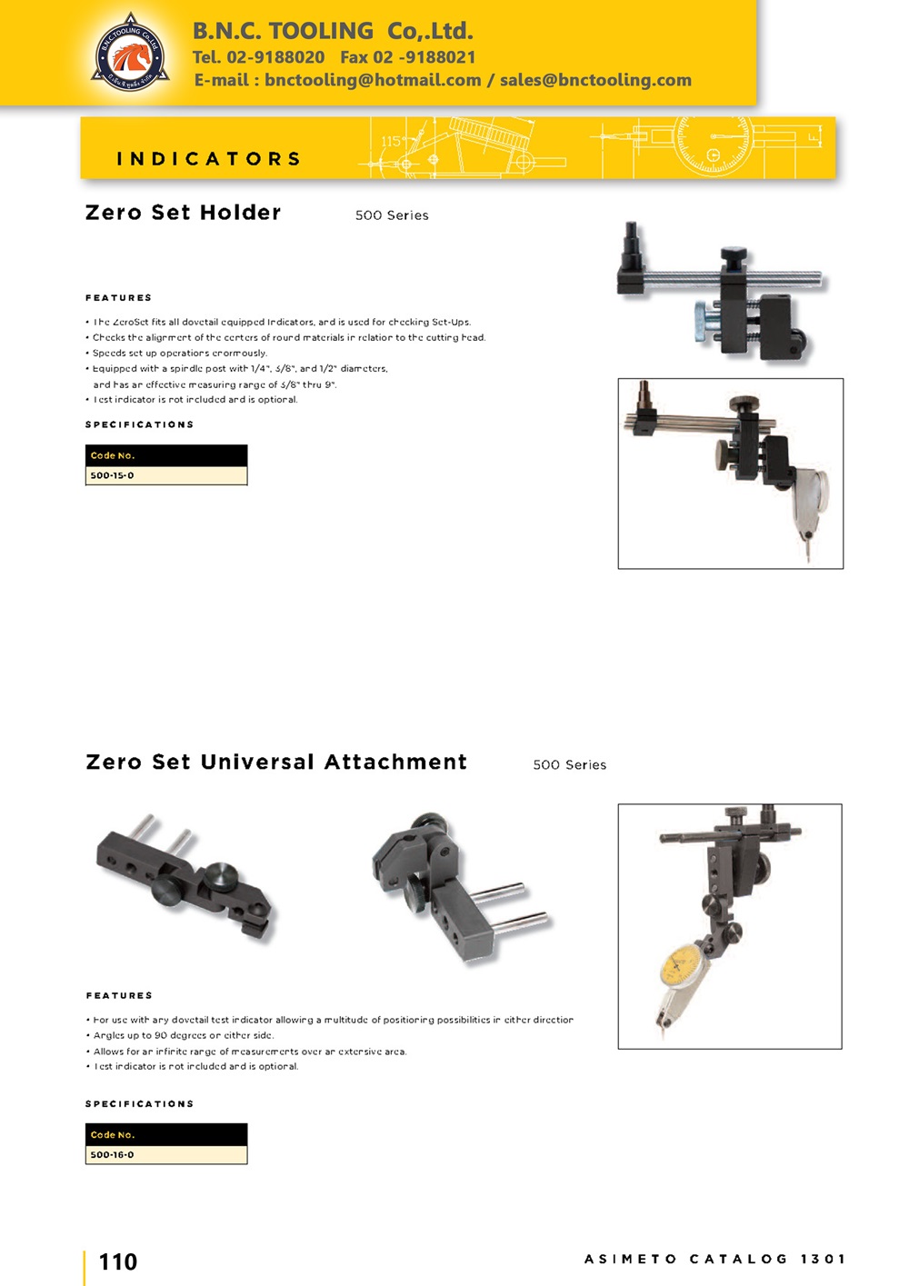 ASIMETO,P110,Zero Set Holder,500-15-0