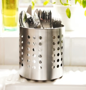 ที่ใส่ช้อนส้อม ที่ใส่อุปกรณ์ทำครัว สเเตนเลส อวร์ดนิ่ง ORDNING IKEA สูง 13.5 ซม. กว้าง 12 ซม.