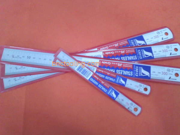 1 ชิ้น SET Shinwa,Standard Rules Rounded End 0 - 150 mm,บรรทัดสแตนเลสแบบชุบขาว ,1 PCS-SET
