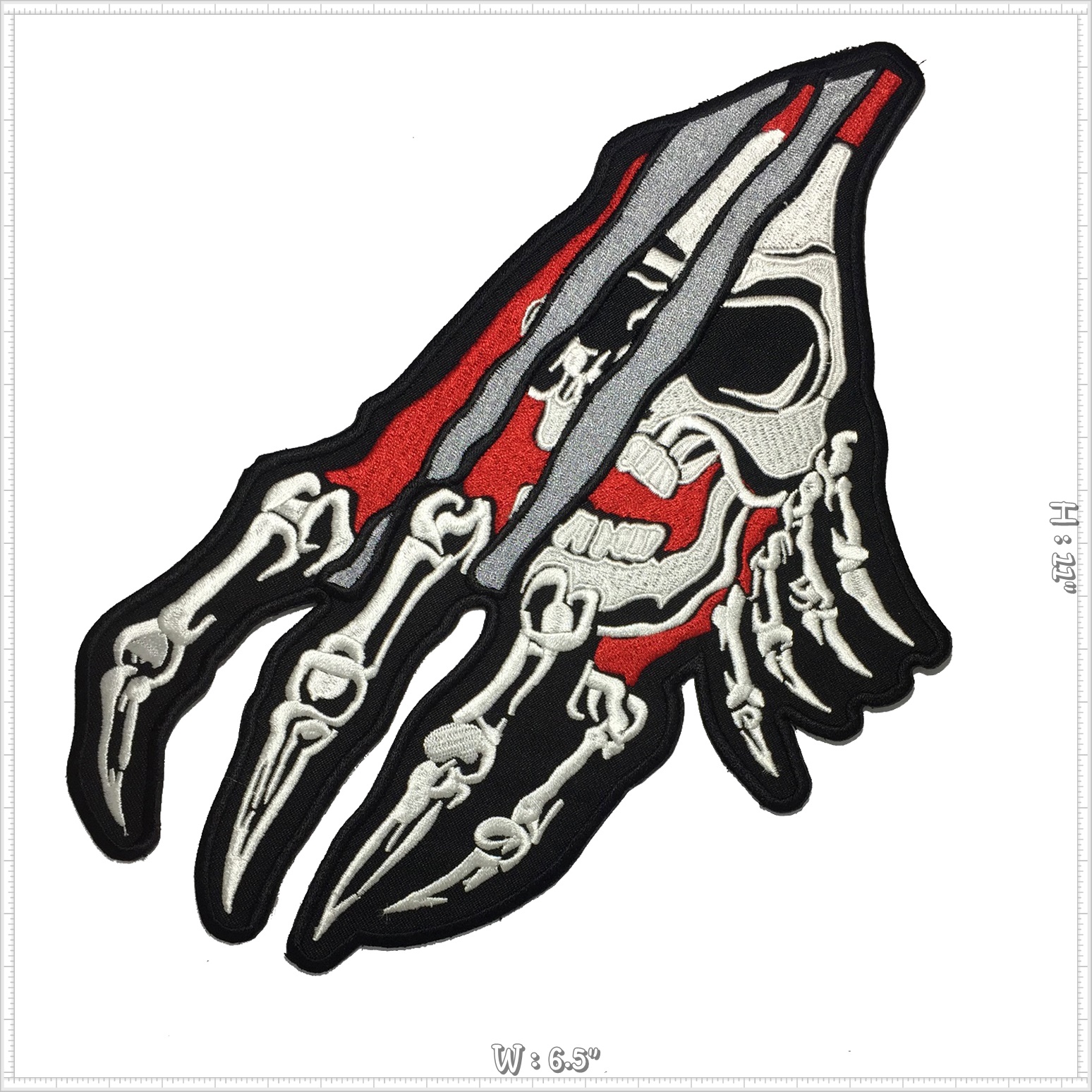 กรงเล็บปีศาจ Horror Claw ตัวรีดติดเสื้อ อาร์มรีด อาร์มปัก ตกแต่งเสื้อผ้า หมวก กระเป๋า แจ๊คเก็ตยีนส์ Embroidered Iron on Patch ไซส์ใหญ่