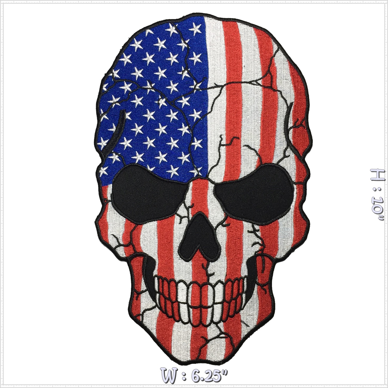 กะโหลก ลายธงชาติอเมริกา US Flag Skull ไบค์เกอร์ มอเตอร์ไซค์ ตัวรีดติดเสื้อ อาร์มรีด อาร์มปัก ตกแต่งเสื้อผ้า หมวก กระเป๋า แจ๊คเก็ตยีนส์ Embroidered Iron on Patch ไซส์ใหญ่