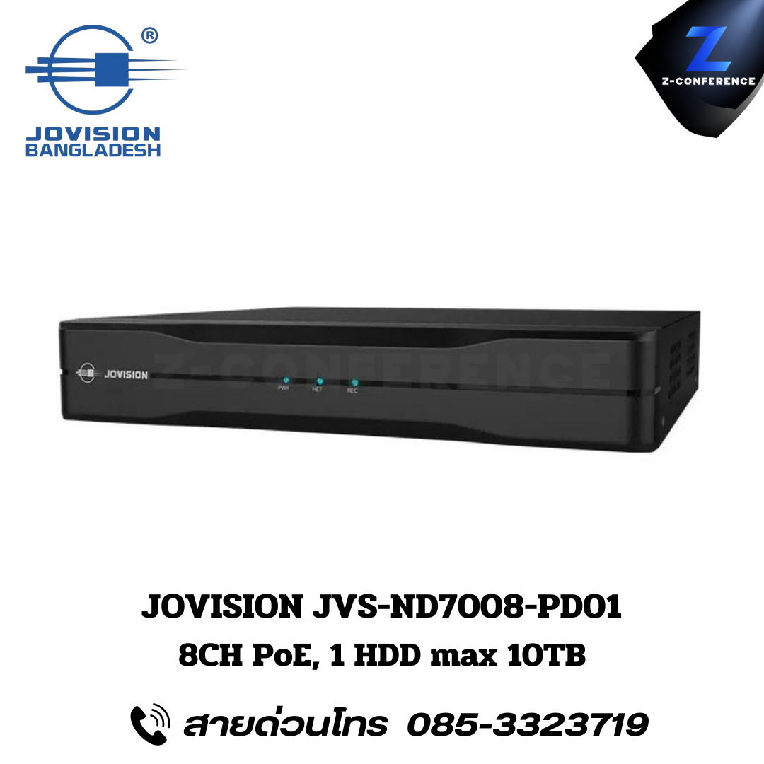 JOVISION JVS-ND7008-PD01 8CH POE, 1HDD max 10TB. กล้องวงจรปิด , กล้องวงจรปิดไร้สาย , cctv , ติดตั้งกล้องวงจรปิด , ติดกล้องวงจรปิด , กล้องcctv