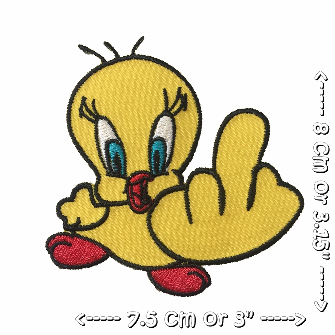 ทวิตตี้ นิ้วกลาง ตัวรีดติดเสื้อ อาร์มรีด อาร์มปัก ตกแต่งเสื้อผ้า หมวก กระเป๋า แจ๊คเก็ตยีนส์ Hipster Embroidered Iron on Patch