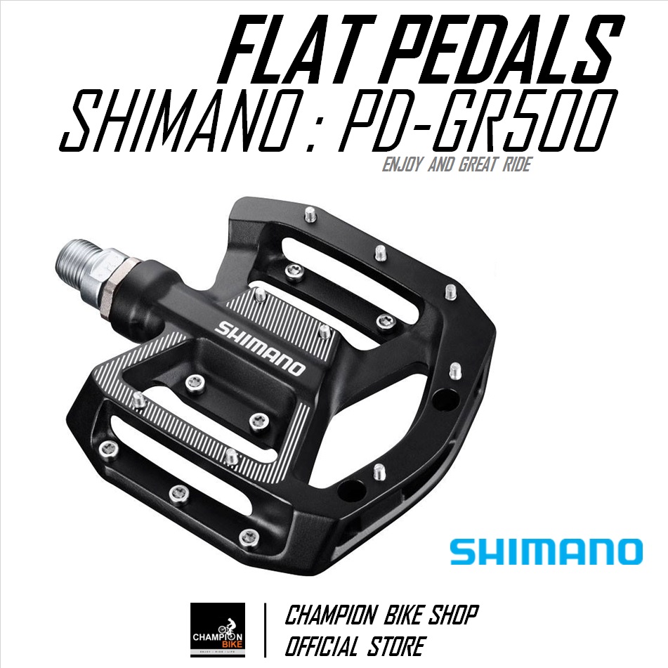 บันไดเสือภูเขา บันไดทัวร์ริ่ง บันไดDOWNHILL SHIMANO : PD-GR500 MTB DOWNHILL FREERIDE FLAT PEDALS สีดำ