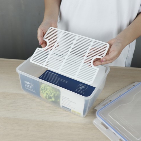 Super Lock กล่องใส่อาหาร รุ่น 5057 ความจุ 4200 มล. มีตะแกรงแผ่นรอง ตรา Micronware