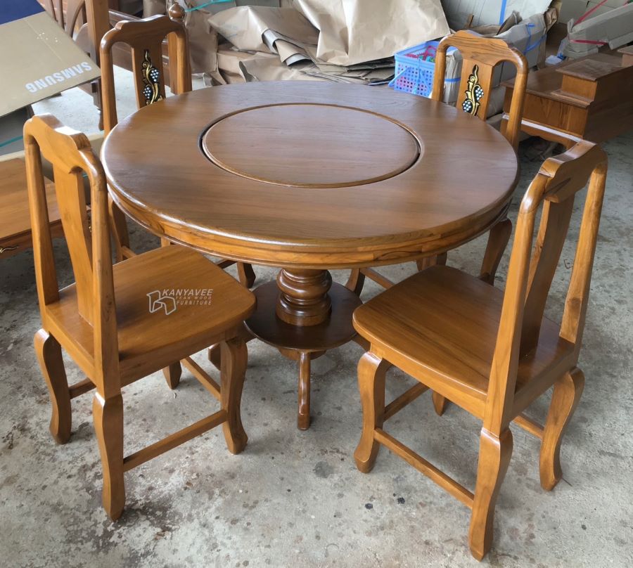 ชุดโต๊ะกลมหมุนกลาง 4 ที่นั่ง
