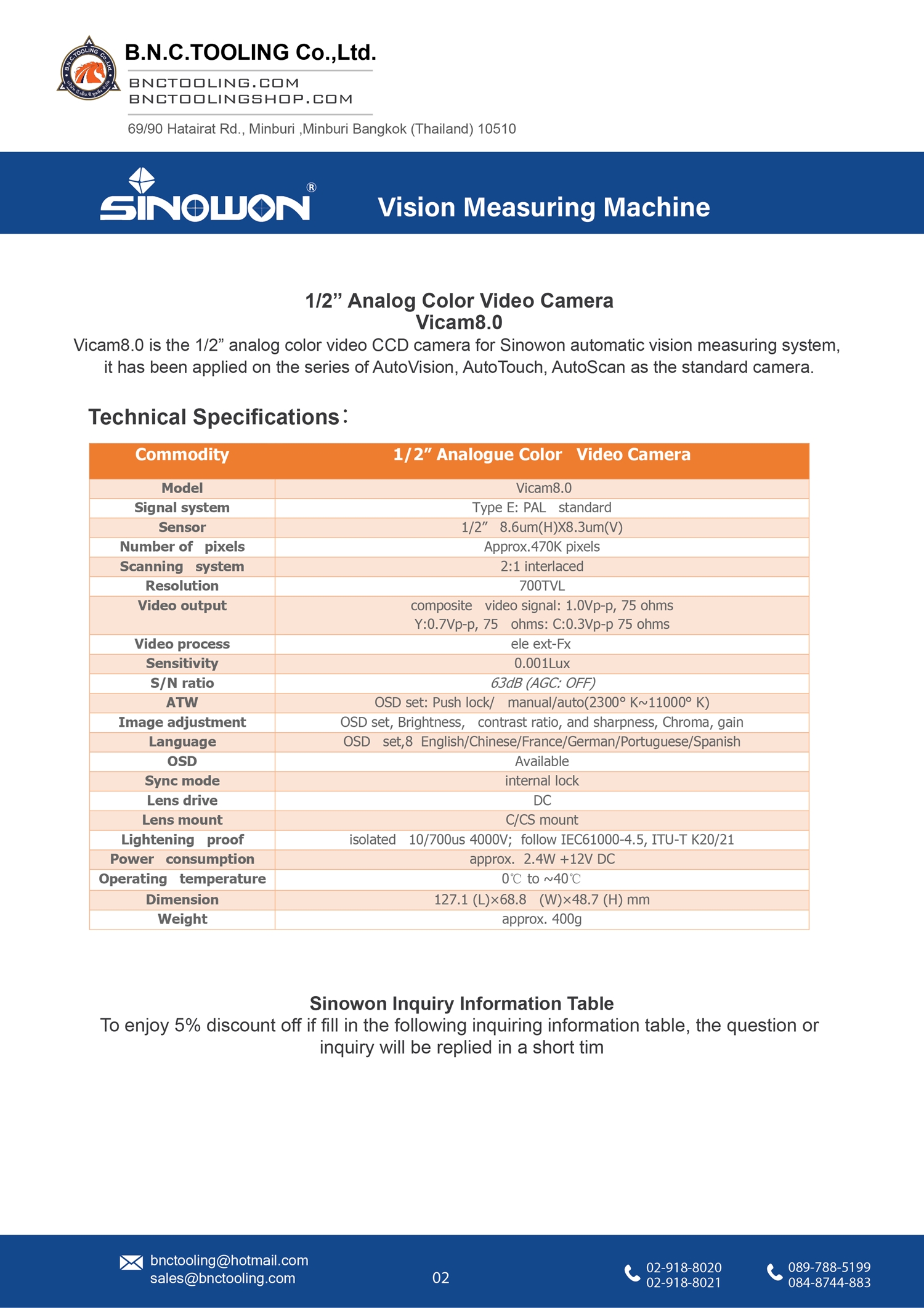 sinowon,Analog Color Video Camera,ViCam6.0/-ViaCam8.0