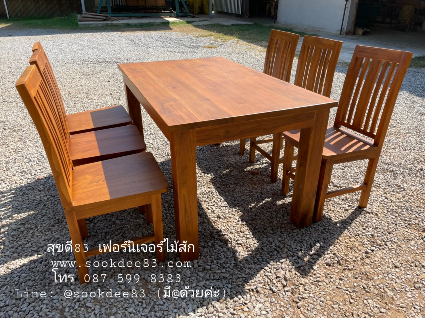 ชุดกินข้าวโต๊ะขาตรงปกยื่น เก้าอี้เจ้าหญิง 6 ตัว