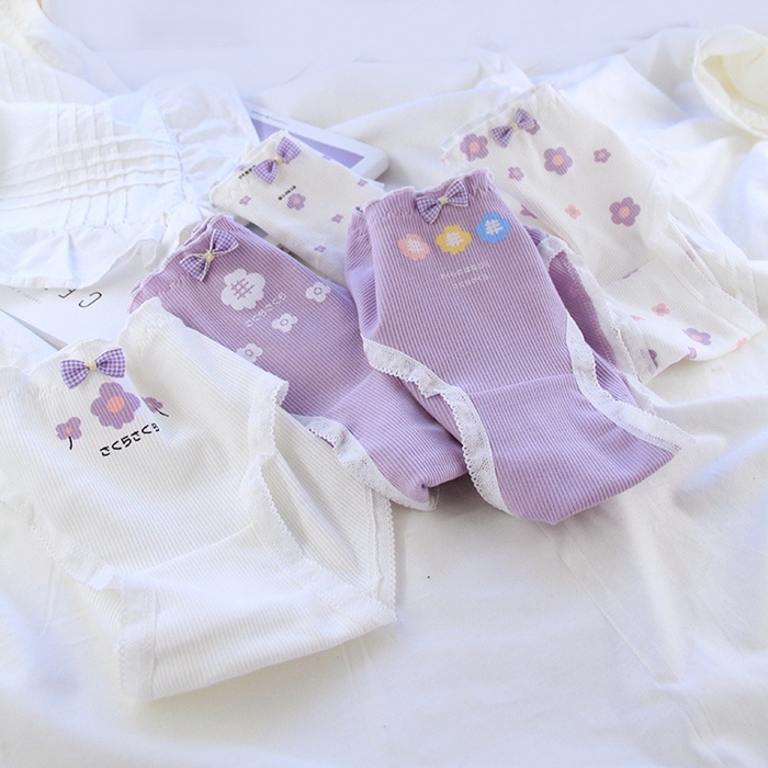 NA122(แพ็ค5ตัว5ลาย) กางเกงในน่ารัก กางเกงในผ้าฝ้ายทรงเต็มตัวเหมาะสำหรับท่านที่ชอบใส่แบบเต็มก้น ขอบเป็นยางยืดไม่รัดแน่นจนเกินไป ขายแบบยกเซต5ตัว5ลายตามรูปถ่ายสินค้าจริงเลยค่ะ ***ในหุ่นใส่เบอร์ M