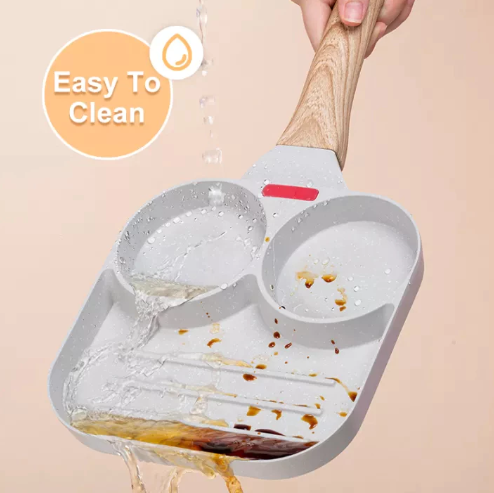 กระทะเคลือบ 3 หลุม มีด้ามจับถนัดมือ