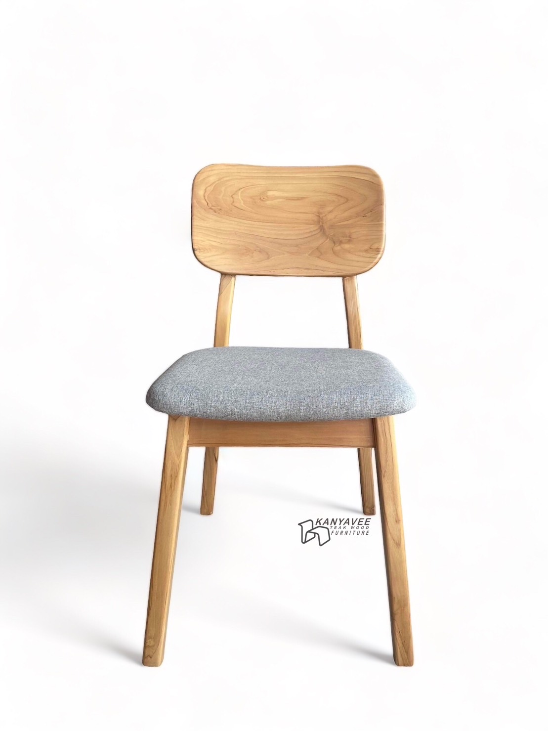 เก้าอี้ไม้สักมินิมอลหุ้มเบาะ