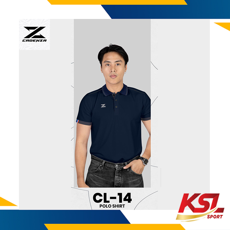 เสื้อโปโลผู้ชาย CADENZA (คาเดนซ่า) รุ่น CL-14 MEN สีฟ้า/ขาว/กรมท่า/น้ำเงิน- ผ้า Micro polyester 100%