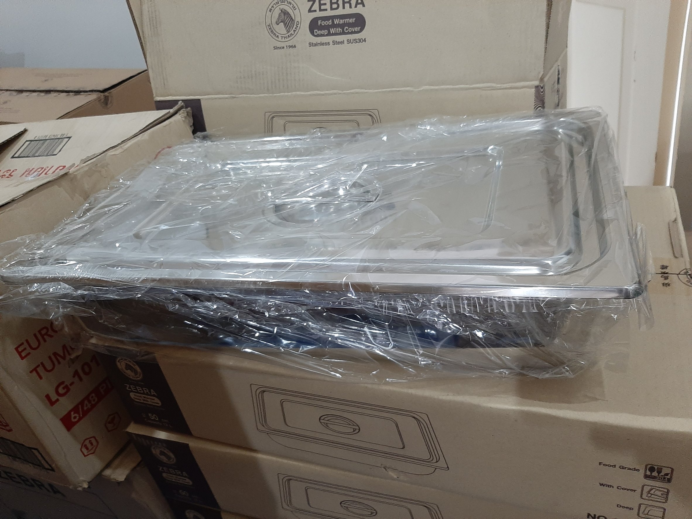 Zebra อ่างอุ่นอาหารใหญ่ 50 ซม. ทรงลึก พร้อมฝา ตราหัวม้าลาย