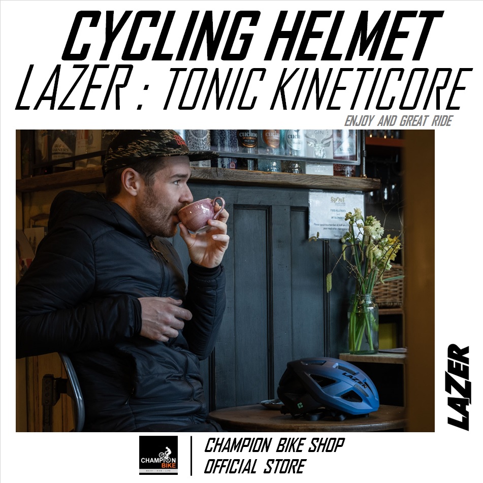 หมวกจักรยาน LAZER : TONIC KINETICORE BIKE HELMET สีน้ำเงินด้าน-ดำด้าน