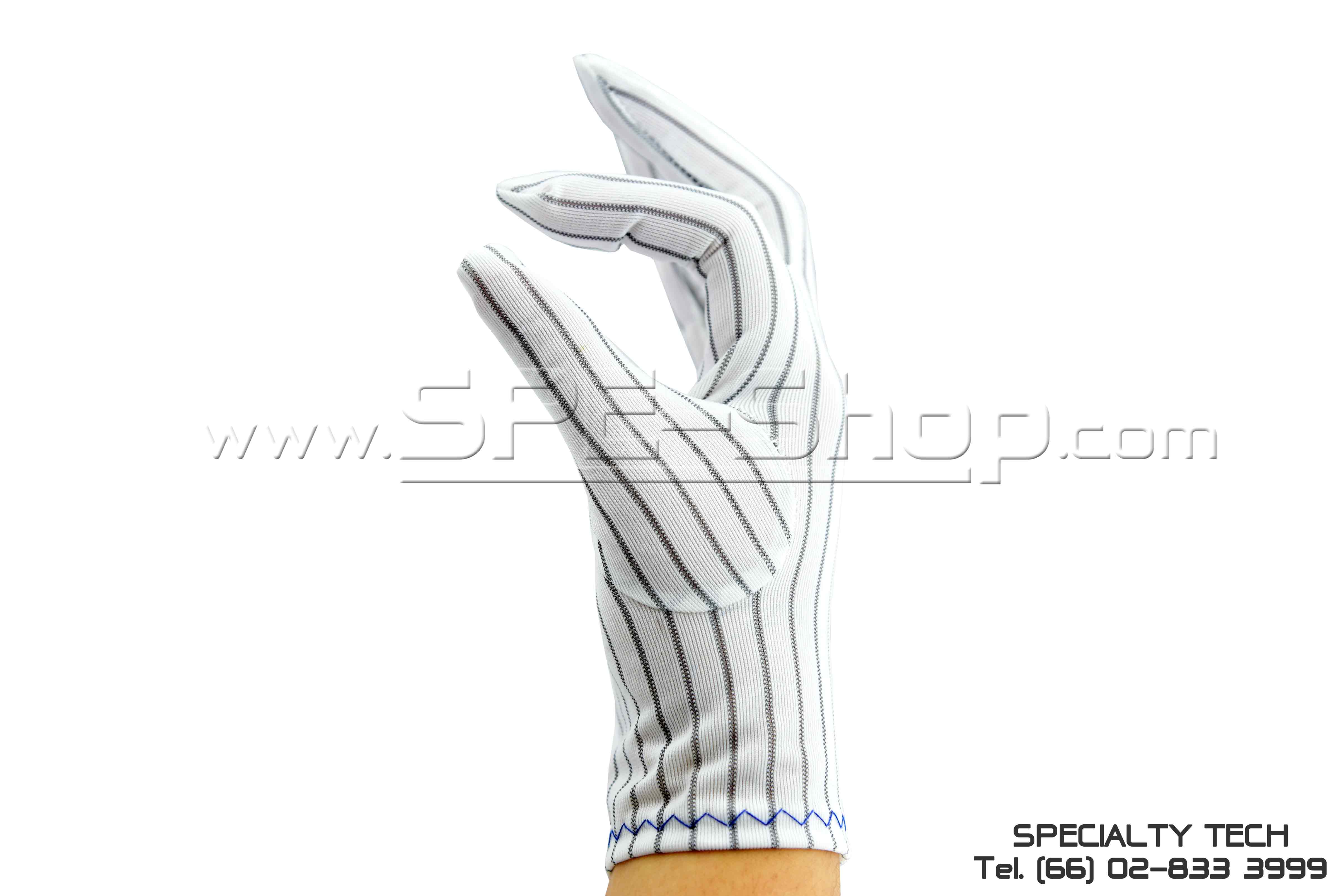 Glove Conductive 10MM ถุงมือป้องกันไฟฟ้าสถิต เส้นสีเข้ม