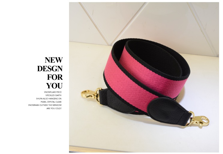 สายกระเป๋า หนังแท้ Pinkblack (90x5cm)