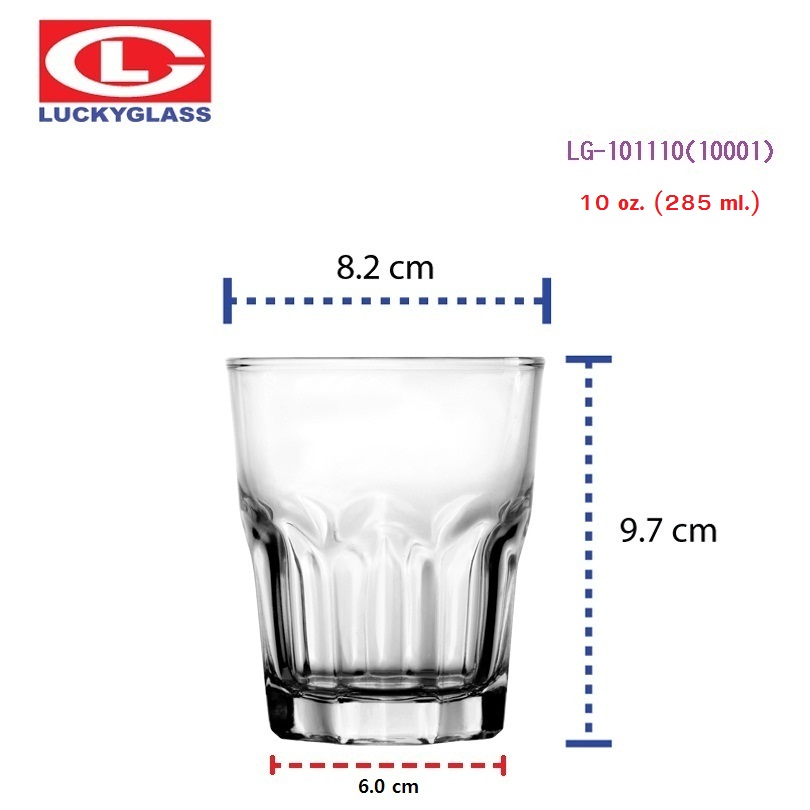**สั่งขั้นต่ำ 6 ใบ** Lucky glass แก้วใส Rock Euro 285ml. LG101110 (LG10001) Euro Tumbler 10 ออนซ์