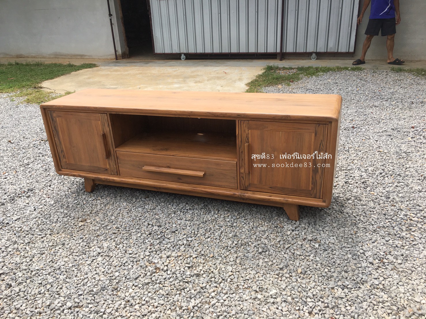 ตู้วางทีวีแบบเตี้ย (สีสัก)