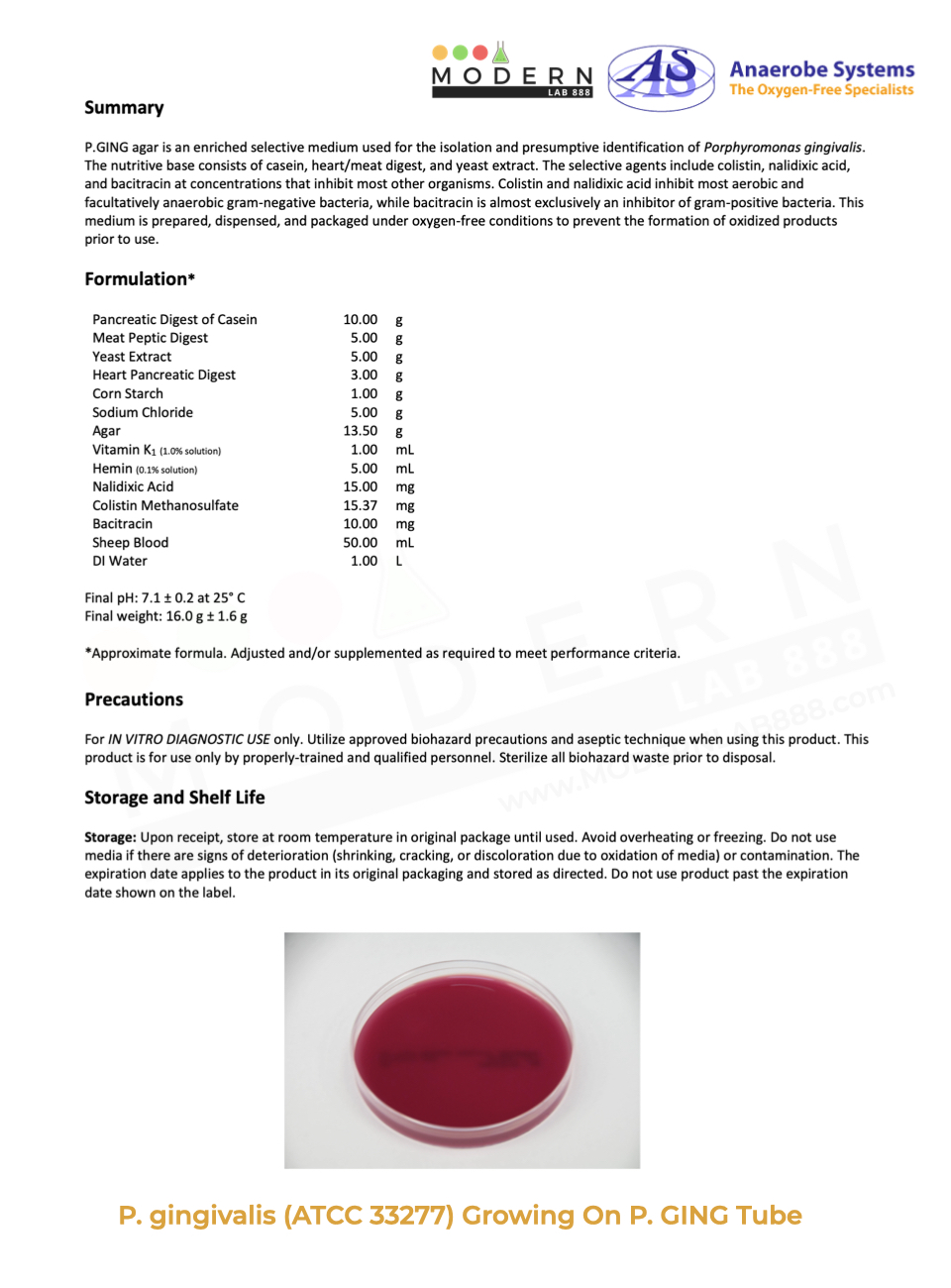 Porphyromonas Gingivalis Agar – P.GING, 4 plates per package (Pre-Order)